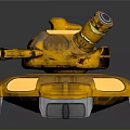Yellow Tank Weapon With Dual Cannons Orange Glowing Parts And Tracks 3D Model Design
