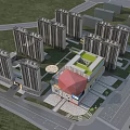 Modern Commercial Complex With Red Architectural Design IMAX Cinema And Retail Stores