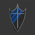 Medieval Metal Shield With Blue Stripes And Cross Design For Defense Use