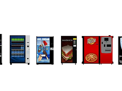 Commercial Vending Machines For Beverages Ice Cream Sandwiches And Pizza 3d model