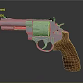Silver Revolver With Wooden Grip And Detailed Metal Cylinder Design