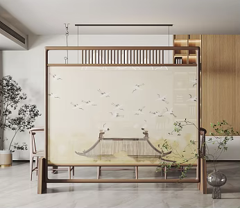 New Chinese Style Screen Partition 3d model