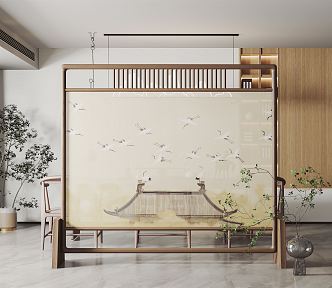 New Chinese Style Screen Partition 3d model