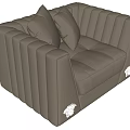 Gray Single Seater Sofa with Two Soft Cushions Striped Armrests and White Legs Design