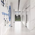 Modern Front Desk Reception Area With Large Windows Mountain View Red Decor And White Flooring