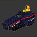 Blue Potter Racing Team Racing Car With Yellow Cockpit And Red Stripes