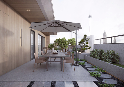 Modern courtyard terrace 3d model