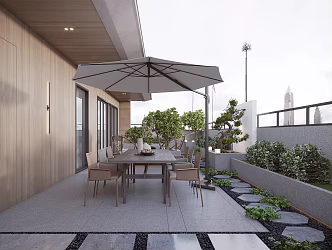 Modern courtyard terrace 3d model
