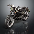 Vintage Black Motorcycle Design With Round Headlight Leather Seat And Chrome Accents