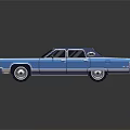 Blue Classic Car With Blue Roof And Front Grille On Black Background With Reflection