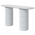 Modern Console Table With Light Beige Marble Top And Black Fluted Columns 3d model