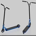 Two Modern Scooters With Black Frames Blue Accents And Stylish Wheels 3d model
