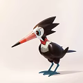 Cute Bird Shaped Doll With Black Body Red Beak White Neck And Blue Feet