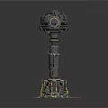 Advanced Mechanical Device Featuring Camera Lens Cylindrical Structure And Yellow Support Components
