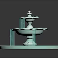 Commercial Multi Tiered Fountain Equipment With Circular Base And Blue Water Flow