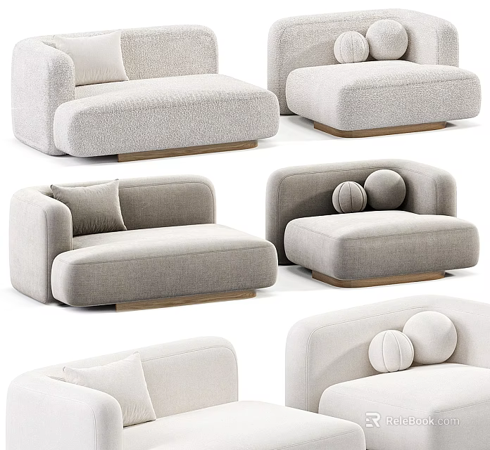 Modern Light Gray Fabric Sectional Sofa With Comfortable Design And Wooden Base Cushions 3d model 