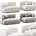 Modern Light Gray Fabric Sectional Sofa With Comfortable Design And Wooden Base Cushions