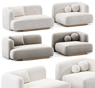 Modern Light Gray Fabric Sectional Sofa With Comfortable Design And Wooden Base Cushions 3d model