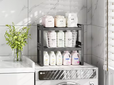 Bathroom Storage Rack With Layers For Toiletries Over Washing Machine 3d model