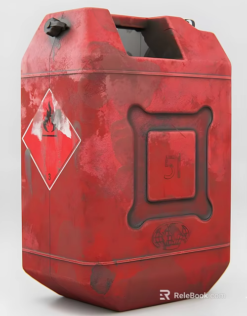 Red Industrial Equipment With Hazard Symbol Flame Icon Number 51 And Brand Logo 3d model 