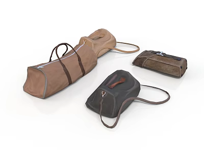 Daily Life Leather Like Bags In Brown And Black With Shoulder Straps 3d model