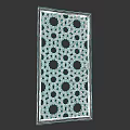 Black Room Divider Cabinet With Intricate Circular Perforated Patterns For Space Separation