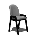 Modern Minimalist Leisure Chair With Light Gray Fabric Back And Black Wooden Armrests