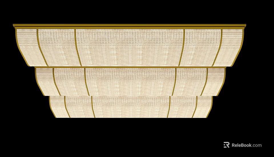 Modern Layered Ceiling Light With Woven Texture And Gold Frame For Home Decor 3d model