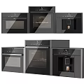 Modern Black Built in Kitchen Appliances With Oven And Coffee Machine