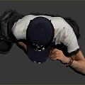 Casual Outfit With Black Cap White T-shirt And Black Pants On Gray Background
