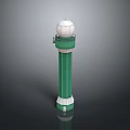 Green Cylindrical Tower Featuring White Dome Small Platform and Decorative Base Design 3d model