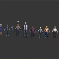 Various Male Figurines Of Different Professions Wearing Safety Helmets And Work Clothes