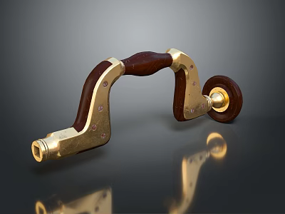 Retro Wooden And Golden Metal Phone Stand With Reflective Surface For Smartphones 3d model