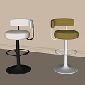 Modern White and Yellow Bar Stools with Curved Backrests and Metal Bases
