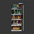 Multi tier Retail Display Shelf With Various Products Arranged Neatly