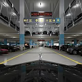 Indoor Parking Garage Interior Layout With Directional Signage Parked Cars Column Markers And Yellow Lines