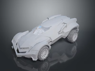 White Futuristic Concept Car 3D Model With Bold Design And Large Wheels 3d model