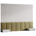 Modern Accent Wall With Vertical Stripes And Green Upholstered Panel Design