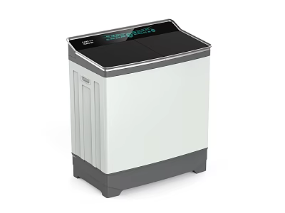 Twin Tub Washing Machine With White Gray Design And Digital Control Panel 3d model