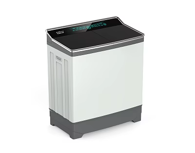 Twin Tub Washing Machine With White Gray Design And Digital Control Panel 3d model