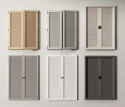 Various Colors And Styles Of Window Shutters For Home Interior Design 3d model