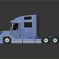 Blue Truck Model With Detailed Cab Trailer And Shiny Wheels Design