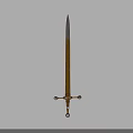 Ornate Golden Decorative Sword With Intricate Carvings And Gemstone Handle