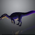 Vibrant Blue Purple And Yellow Dinosaur Figure Standing On Reflective Surface