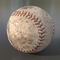 Vintage Worn Baseball Sports Equipment With Red Stitching And Distressed Surface