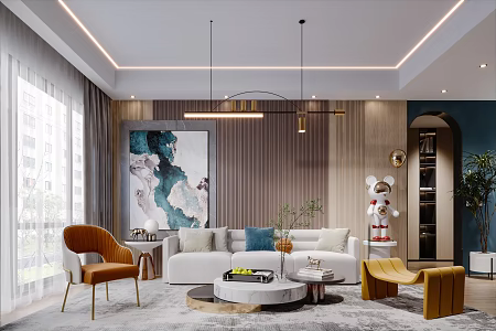 Light Luxury Living Room Simple Living Room 3d model