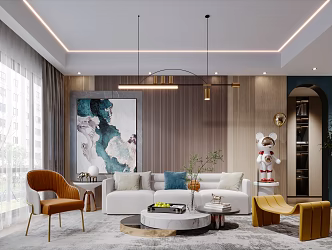 Light Luxury Living Room Simple Living Room 3d model