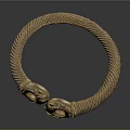 Carved Golden Bracelet With Snake Shaped Design And Braided Texture Ring Decorations