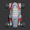 Futuristic Silver And Red Concept Car With Large Wheels And Sleek Exterior