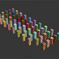 Colorful Dominoes Arranged In A Row With Various Colors And Reflective Effect For Daily Use
